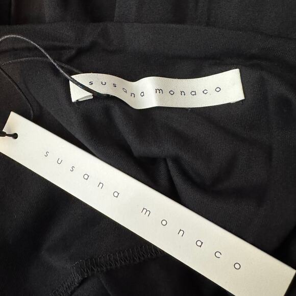 Susana Monaco Sweetheart Long Sleeve Top Black NWT Size Small - Picture 7 of 9